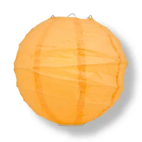 12" Papaya Round Paper Lantern, Crisscross Ribbing, Chinese Hanging Wedding & Party Decoration