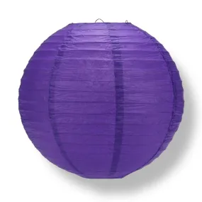 12" Plum Purple Round Paper Lantern, Even Ribbing, Hanging Decoration