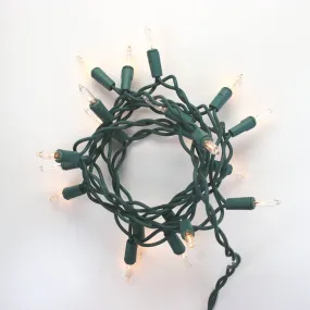 15-bulb Clear Craft Lights, Green Wire