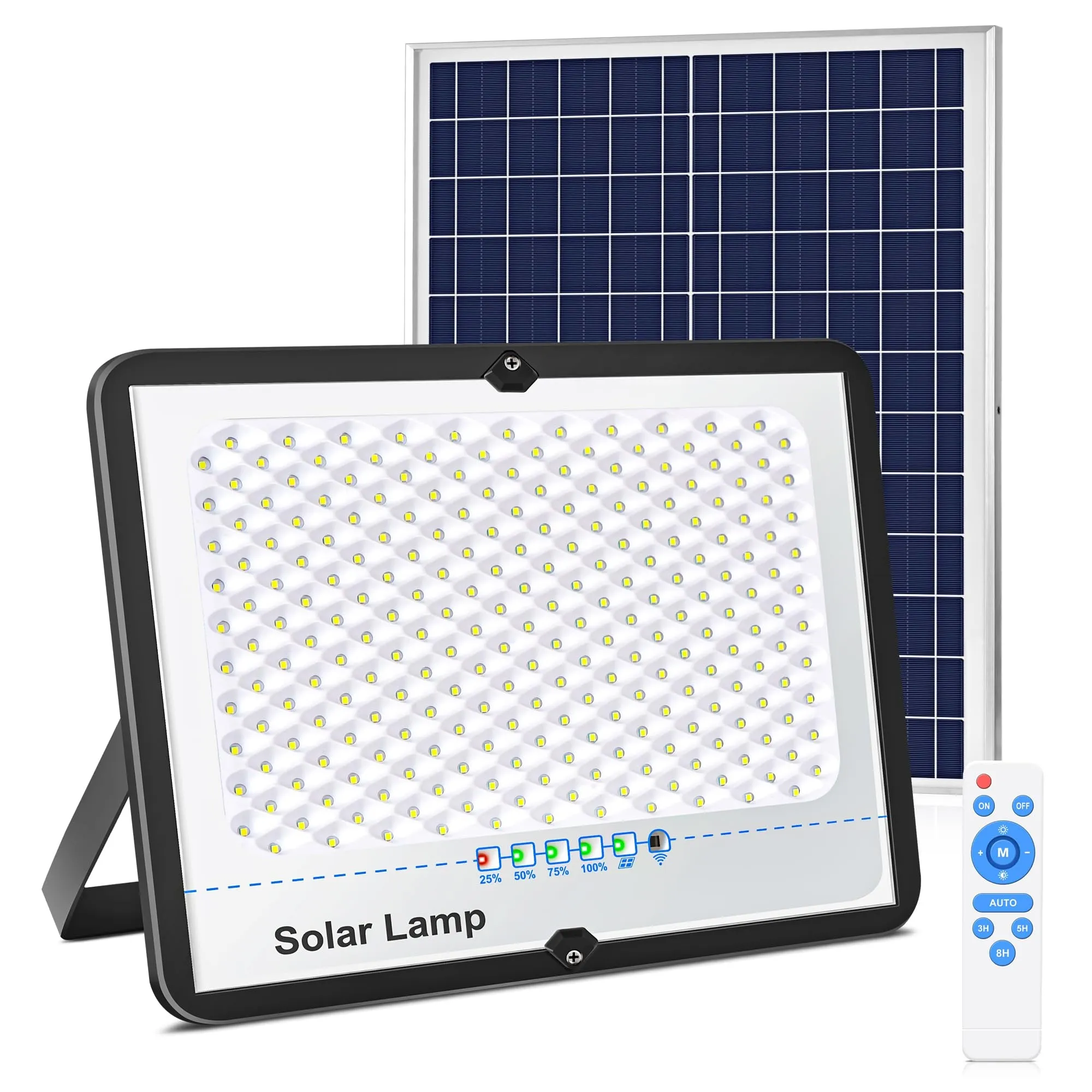 1800W Solar Flood Lights Outdoor - Solar Parking Lot Lights Dusk to Dawn IP67 Waterproof Security Commercial Lighting with 16ft Cables