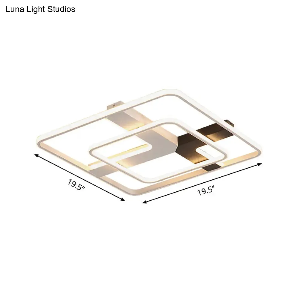 19.5"/23.5" Wide Acrylic Square Flushmount LED Ceiling Lamp in White Light