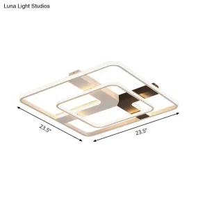 19.5"/23.5" Wide Acrylic Square Flushmount LED Ceiling Lamp in White Light