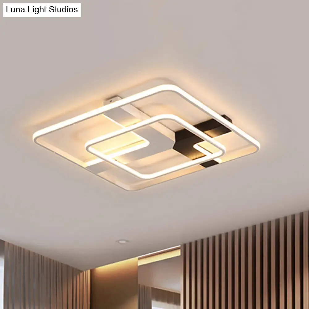 19.5"/23.5" Wide Acrylic Square Flushmount LED Ceiling Lamp in White Light