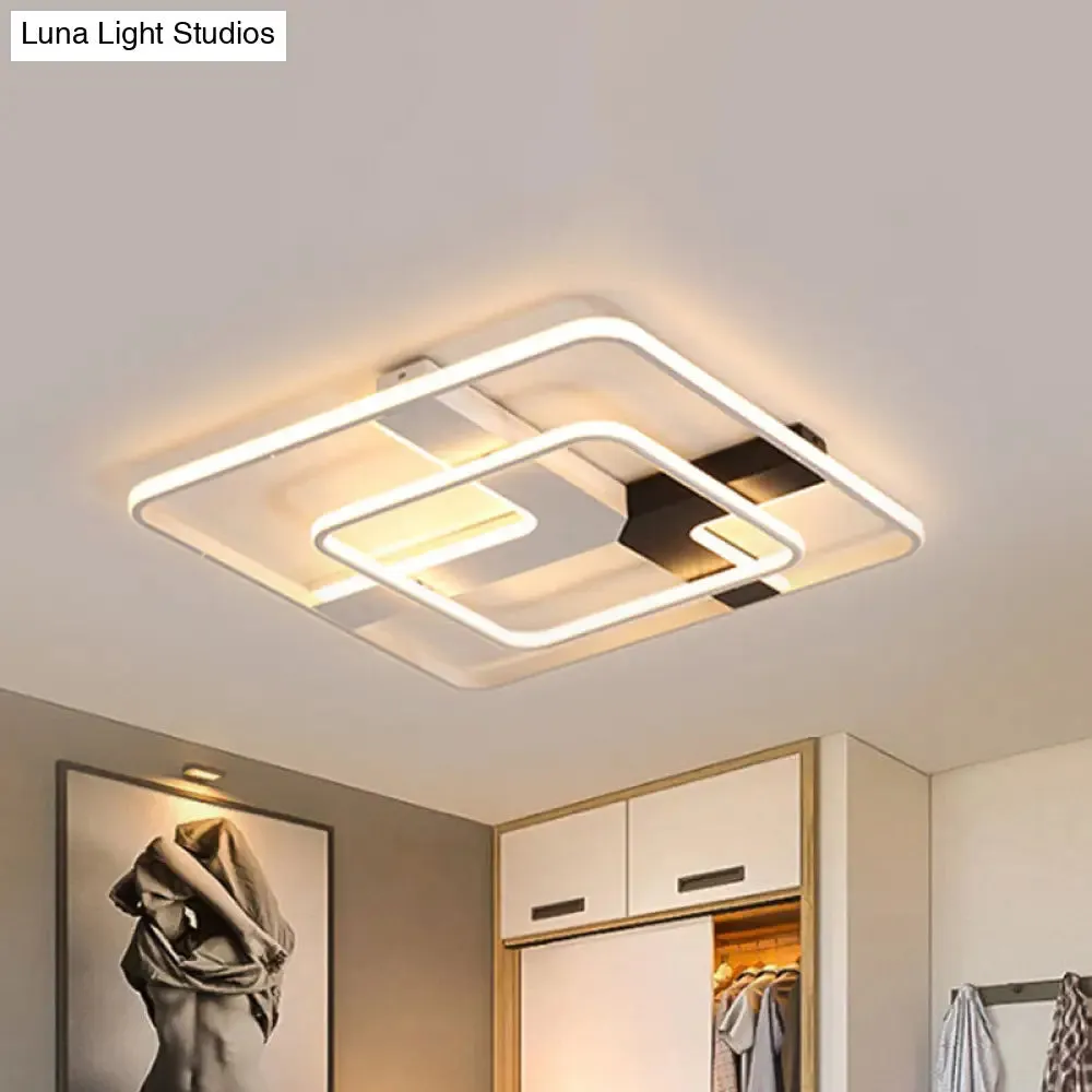 19.5"/23.5" Wide Acrylic Square Flushmount LED Ceiling Lamp in White Light