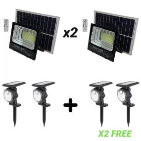 2 200W Solar Flood Lights 20000 Lumens   4 36 LED Solar Spotlights