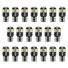 20Pcs T10 SMD5730 LED Light Bulbs 6000K Wedge Light Lamps Dome Map License Plate Car Interior Festoon Lights Kits