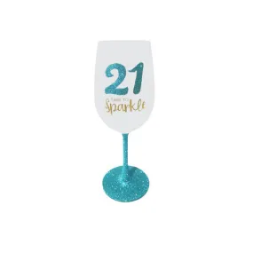 21st Birthday Mint Sparkle Wine Glass