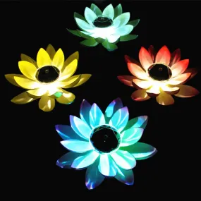 2pcs Solar Lotus Light LED Energy Saving Night Lamp Waterproof Garden Pool Pond Fountain Decoration Swimming Pool Flower Lights