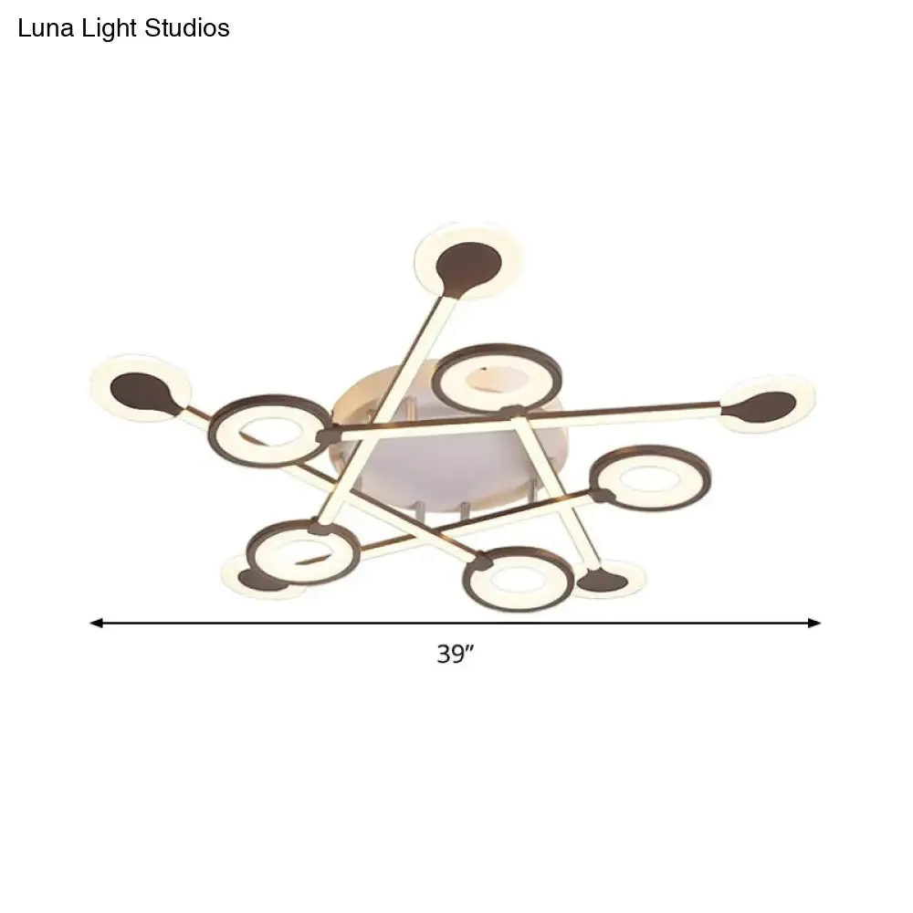 31.5"/39" Crossed Ceiling Lighting: Modern Acrylic LED Black Flush Lamp (Warm/White Light)