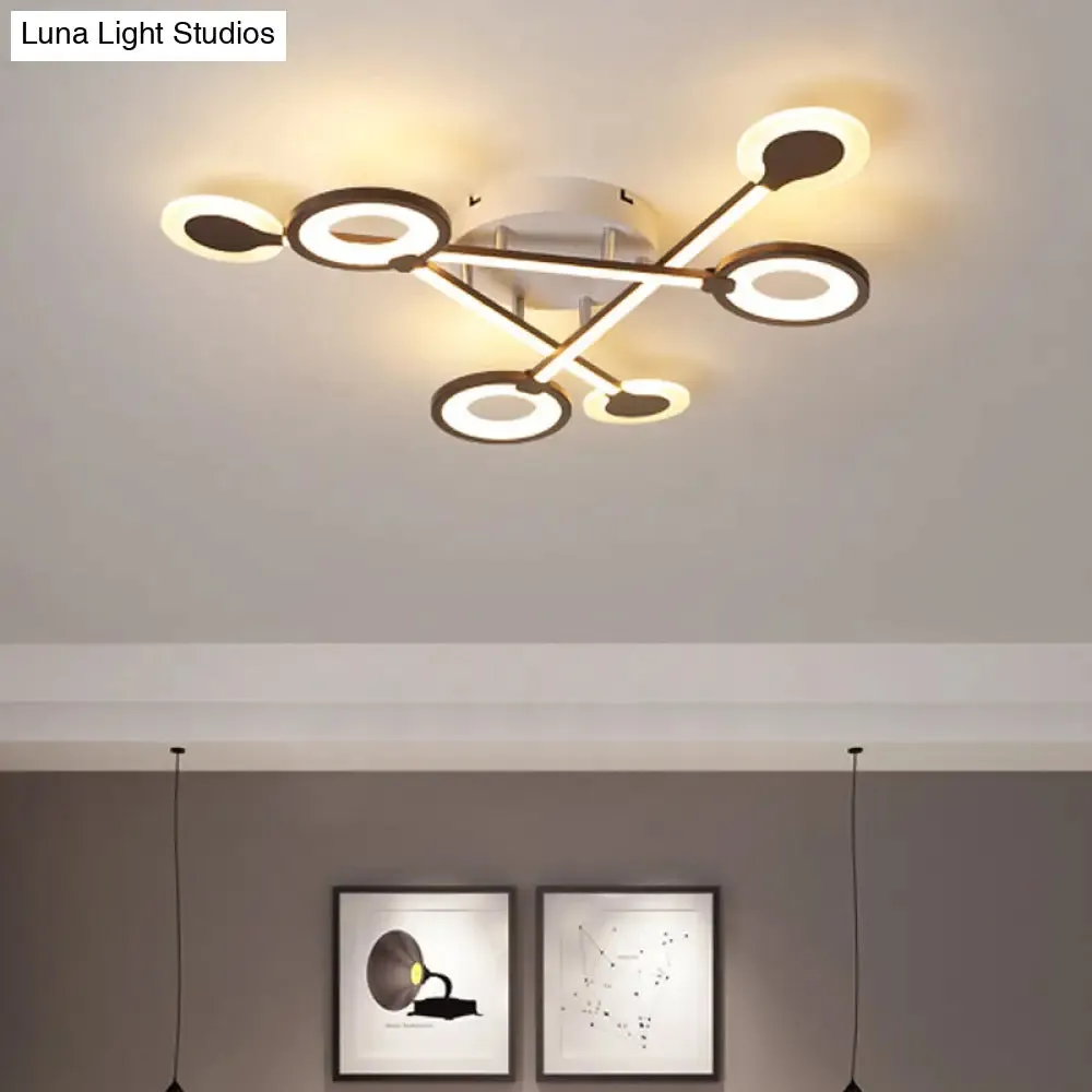 31.5"/39" Crossed Ceiling Lighting: Modern Acrylic LED Black Flush Lamp (Warm/White Light)