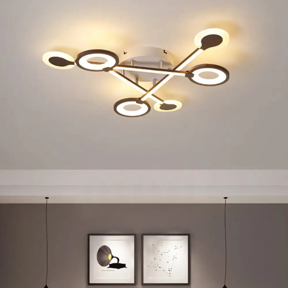 31.5"/39" Crossed Ceiling Lighting: Modern Acrylic LED Black Flush Lamp (Warm/White Light)