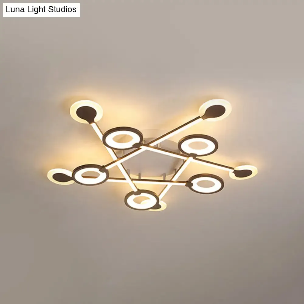 31.5"/39" Crossed Ceiling Lighting: Modern Acrylic LED Black Flush Lamp (Warm/White Light)