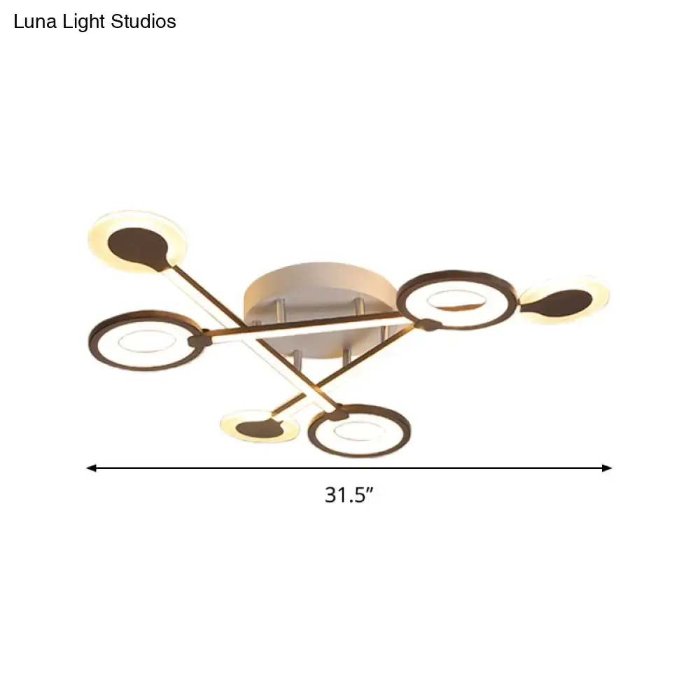 31.5"/39" Crossed Ceiling Lighting: Modern Acrylic LED Black Flush Lamp (Warm/White Light)