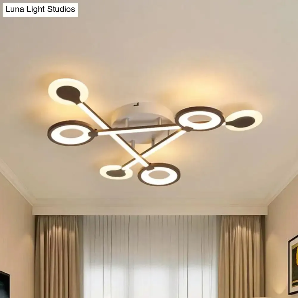 31.5"/39" Crossed Ceiling Lighting: Modern Acrylic LED Black Flush Lamp (Warm/White Light)