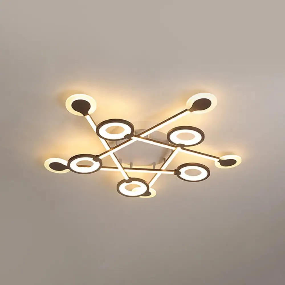 31.5"/39" Crossed Ceiling Lighting: Modern Acrylic LED Black Flush Lamp (Warm/White Light)