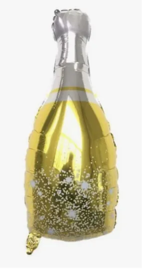 39" Golden Bubbly Wine Bottle Foil Balloon