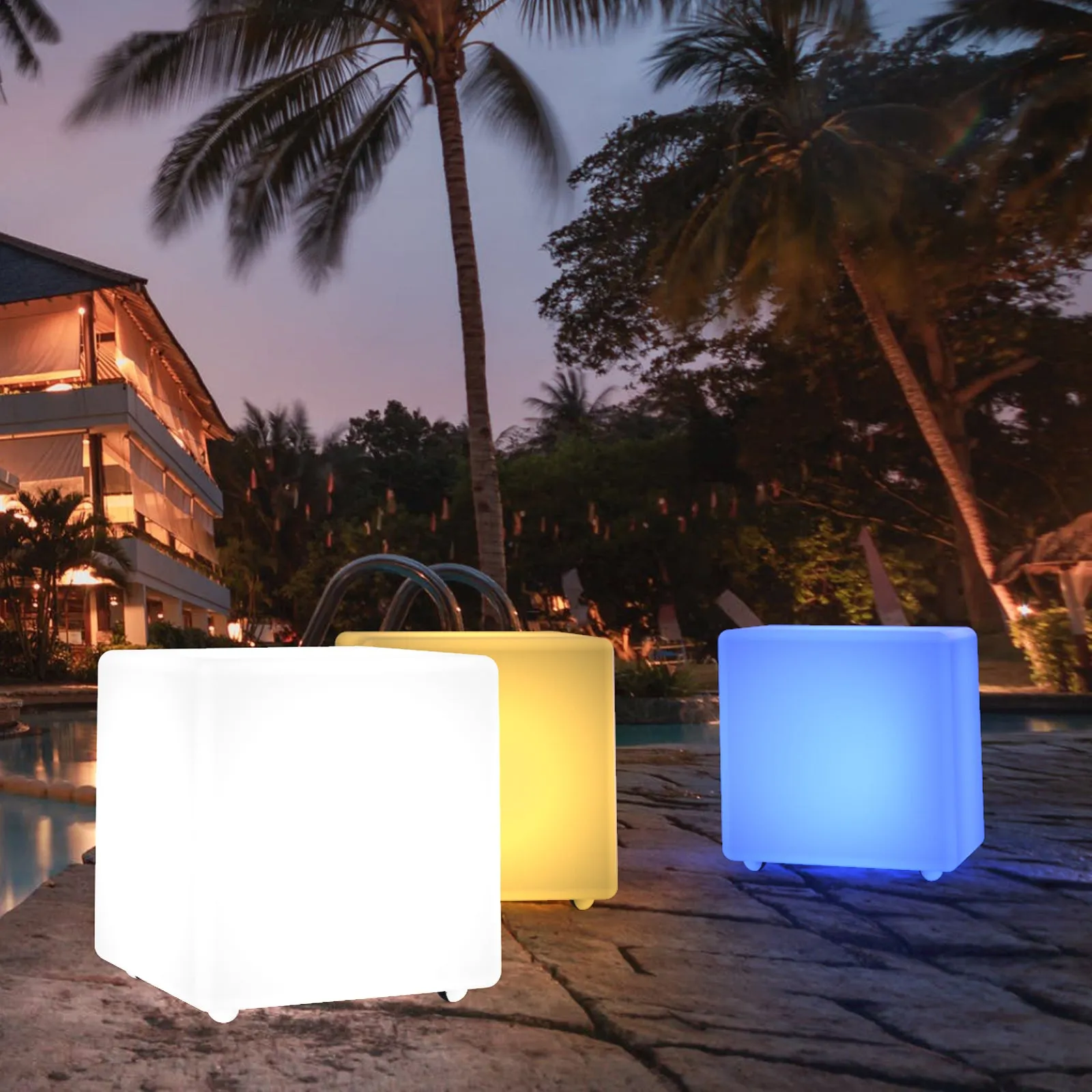 40CM OUTDOOR SOLAR CUBE RGB LED Light Solar Charging with Remote Control IP65