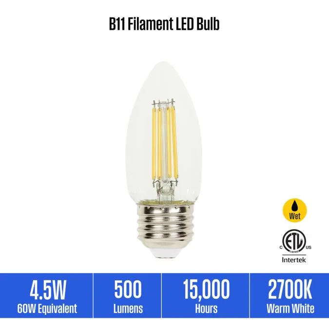 4.5 Watt (60 Watt Equivalent) B11 Dimmable Filament LED Light Bulb