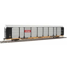 89' Thrall Bi-Level Auto Carrier - Ready To Run Canadian Pacific #970741 / TTGX Flatcar (Car: black, silver; Flat: yellow)