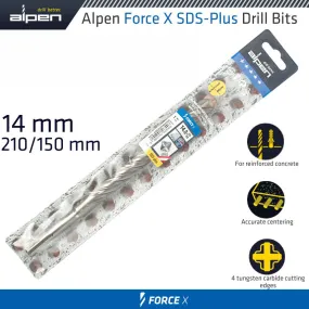 ALPEN FORCE X 14.0 x 210/150  SDS-PLUS DRILL BIT X4 CUTTING EDGES ALP825014