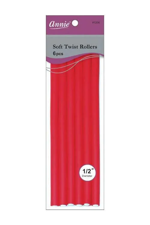 Annie #1206 Soft Twist Rollers 1/2” Red 6 pcs