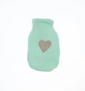 Aqua Green and Mole Brown Cashmere Small Hot Water Bottle