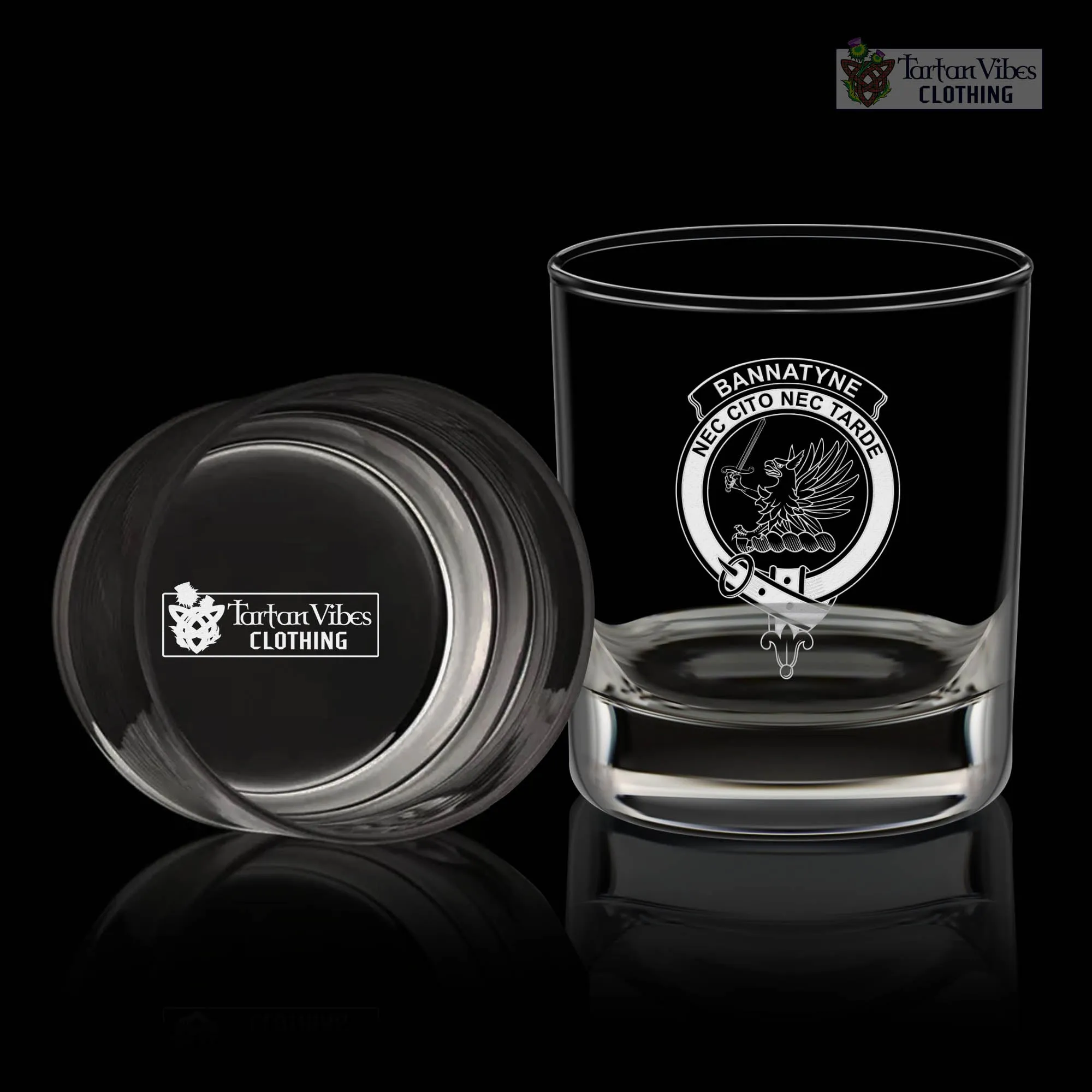 Bannatyne Family Crest Engraved Whiskey Glass