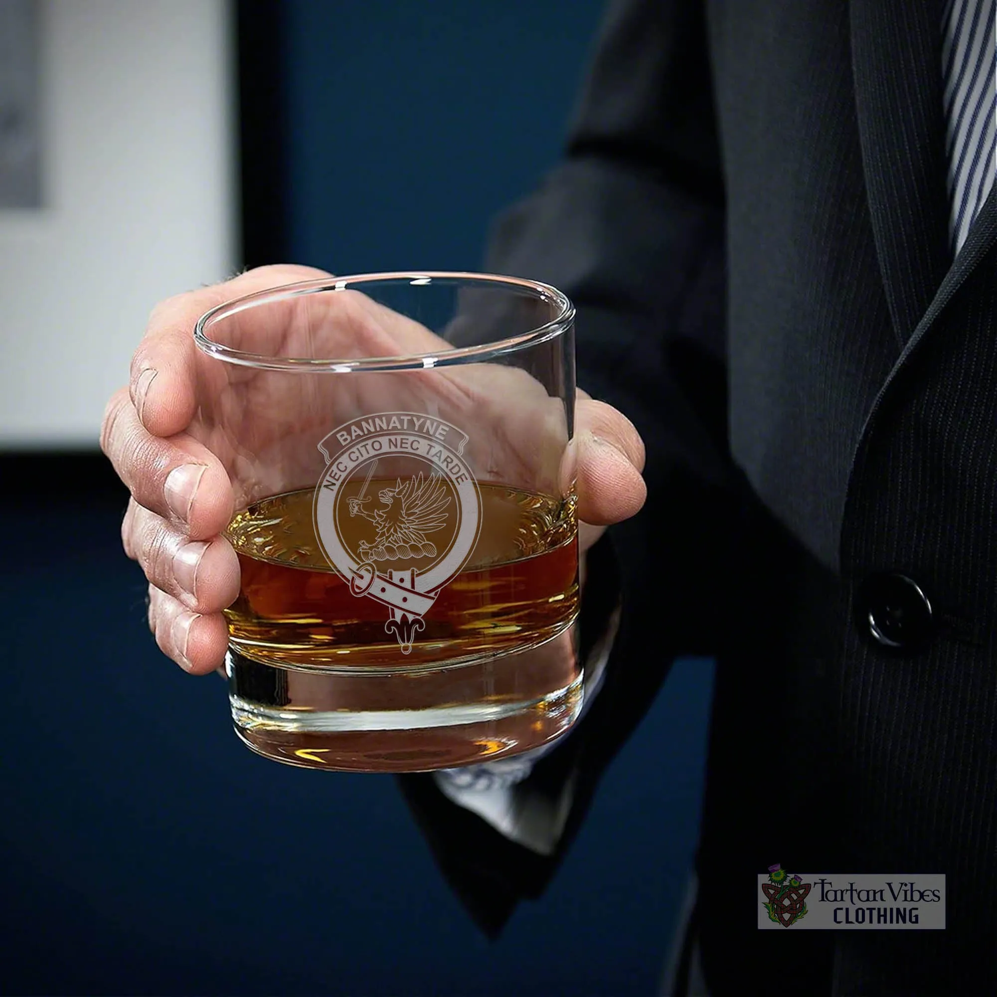 Bannatyne Family Crest Engraved Whiskey Glass