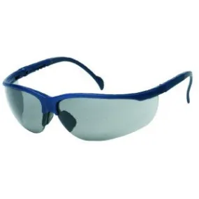 Blue Frame - Gray Lens - Soft Rubber Nose Buds - Adjustable Temples Safety Glasses