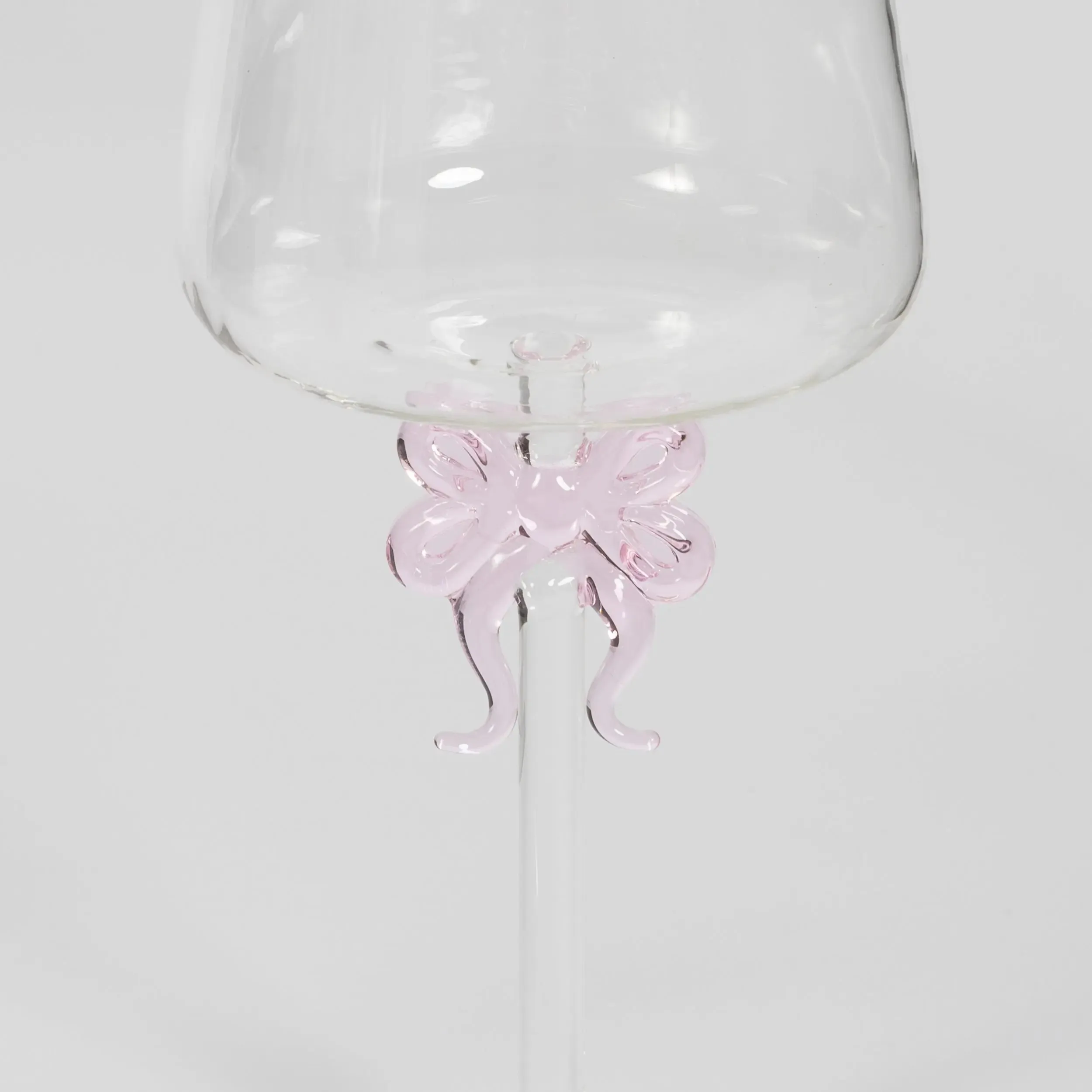 Bow Wine Glass Clear Set Pink