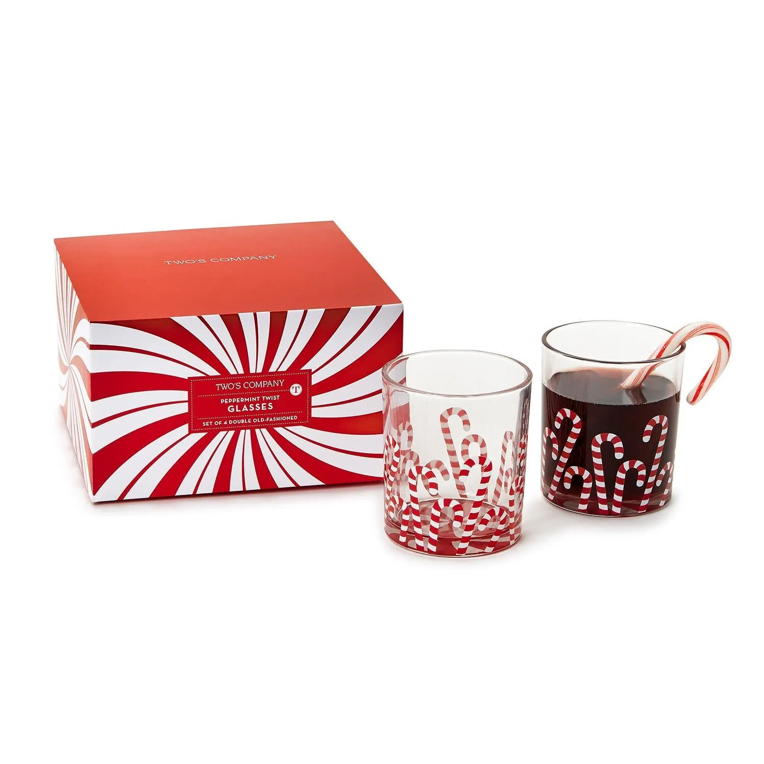 CANDY CANE GLASS CUP SET