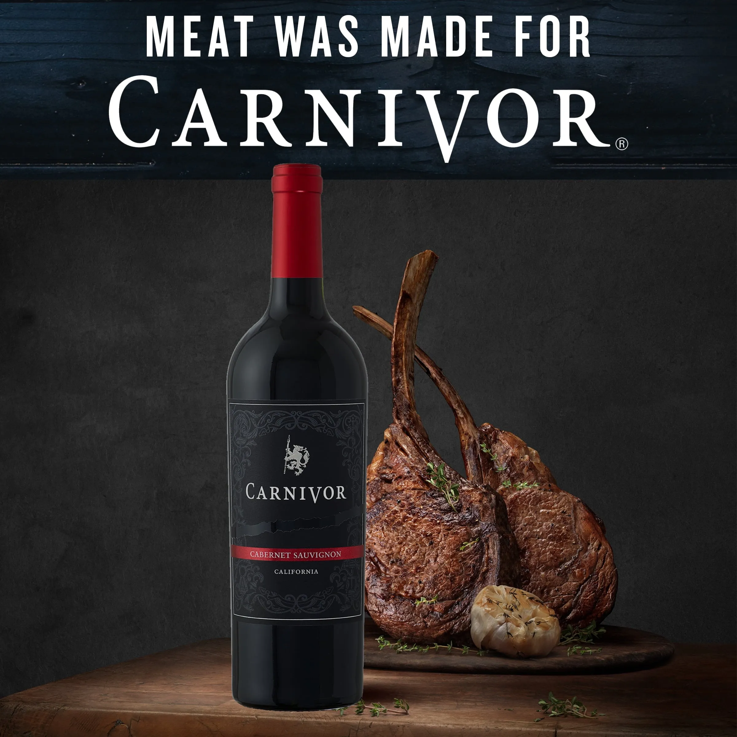 Carnivor Cabernet Sauvignon, California Red Wine, 750ml Glass Bottle