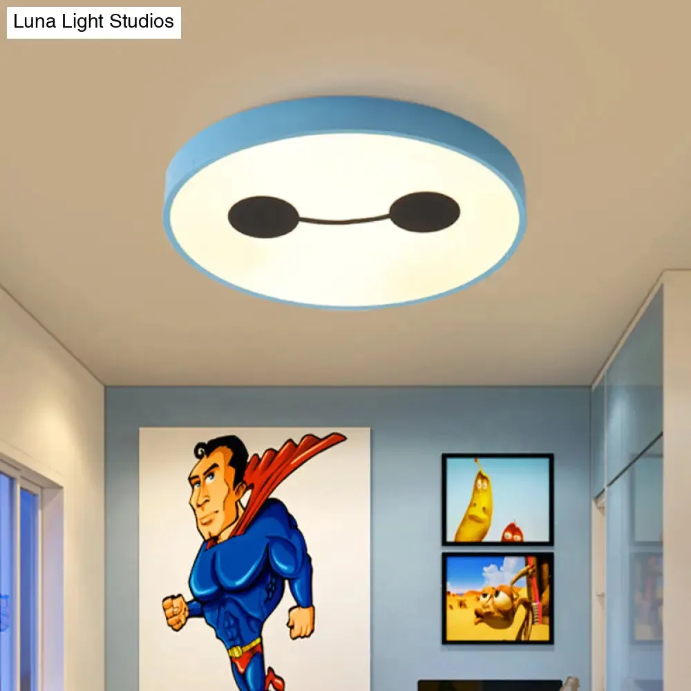 Cartoon Character LED Flush Mount Ceiling Light in Blue with Warm/White Lighting