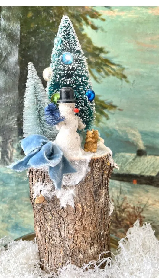 Cheerful Snowman Forest Scene