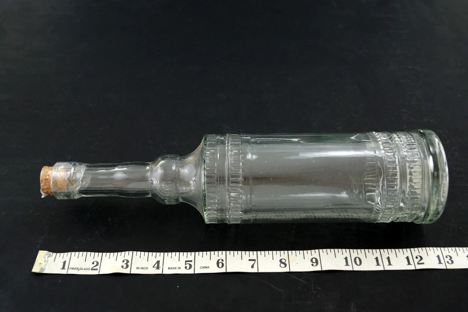 Decorative Clear Glass "Cylinder Style" Bottle with Cork, 12" tall