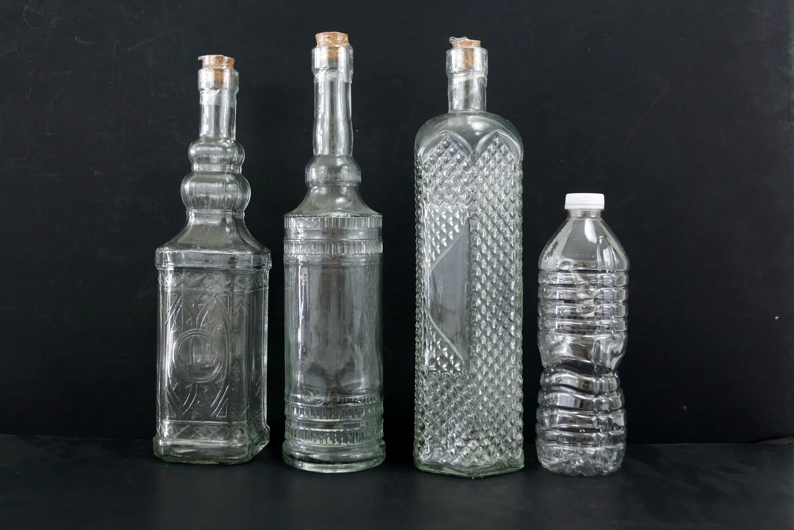 Decorative Clear Glass "Cylinder Style" Bottle with Cork, 12" tall