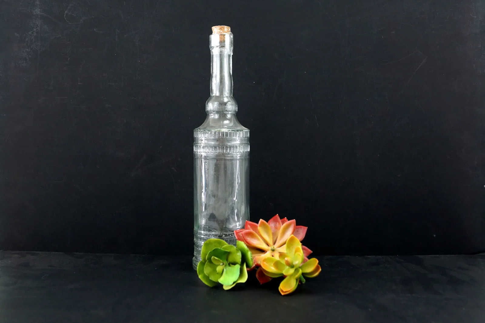 Decorative Clear Glass "Cylinder Style" Bottle with Cork, 12" tall