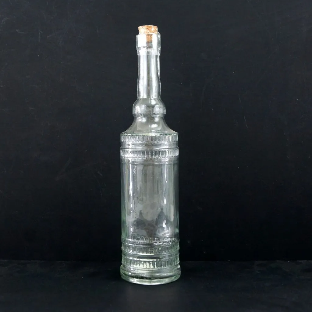 Decorative Clear Glass "Cylinder Style" Bottle with Cork, 12" tall