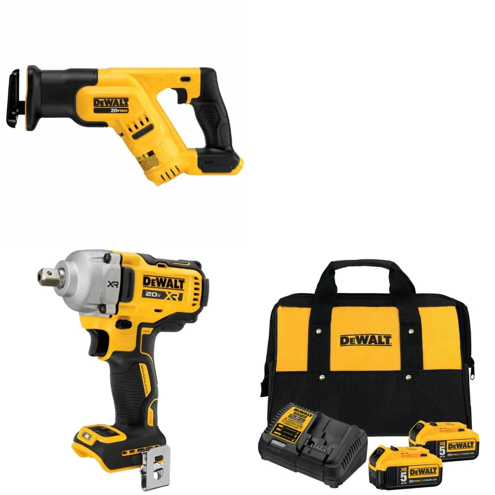 DeWalt DCF892B 20V MAX Impact Wrench w/ DCS387B Recip Saw & FREE Battery-2Pk