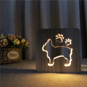 Dog Paw Wooden Decorative Light