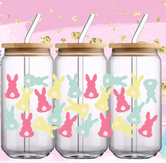 Easter - Colour Bunnies - UV Dtf 16oz Cup Wrap