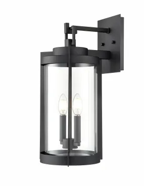 Ellway Outdoor Wall Sconce - Textured Black - Clear Glass - 11in. Extension - E26 Candelabra Base