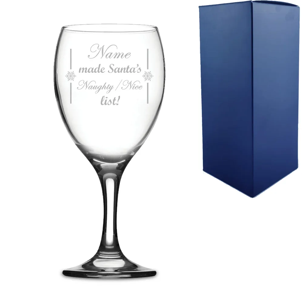 Engraved Christmas Wine Glass with Name made Santa's Naughty/Nice list! Design