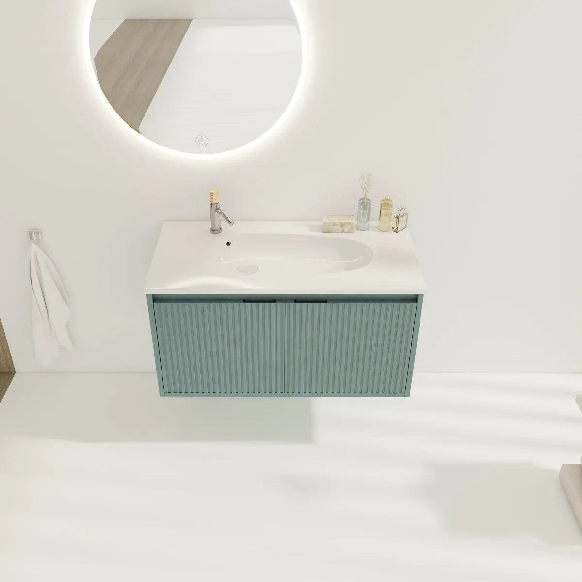 ExBrite 36" Floating Bathroom Vanity with Drop-Shaped Resin Sink