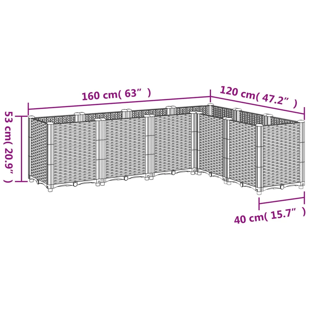 Garden Planter Light Grey 160x120x53 cm PP