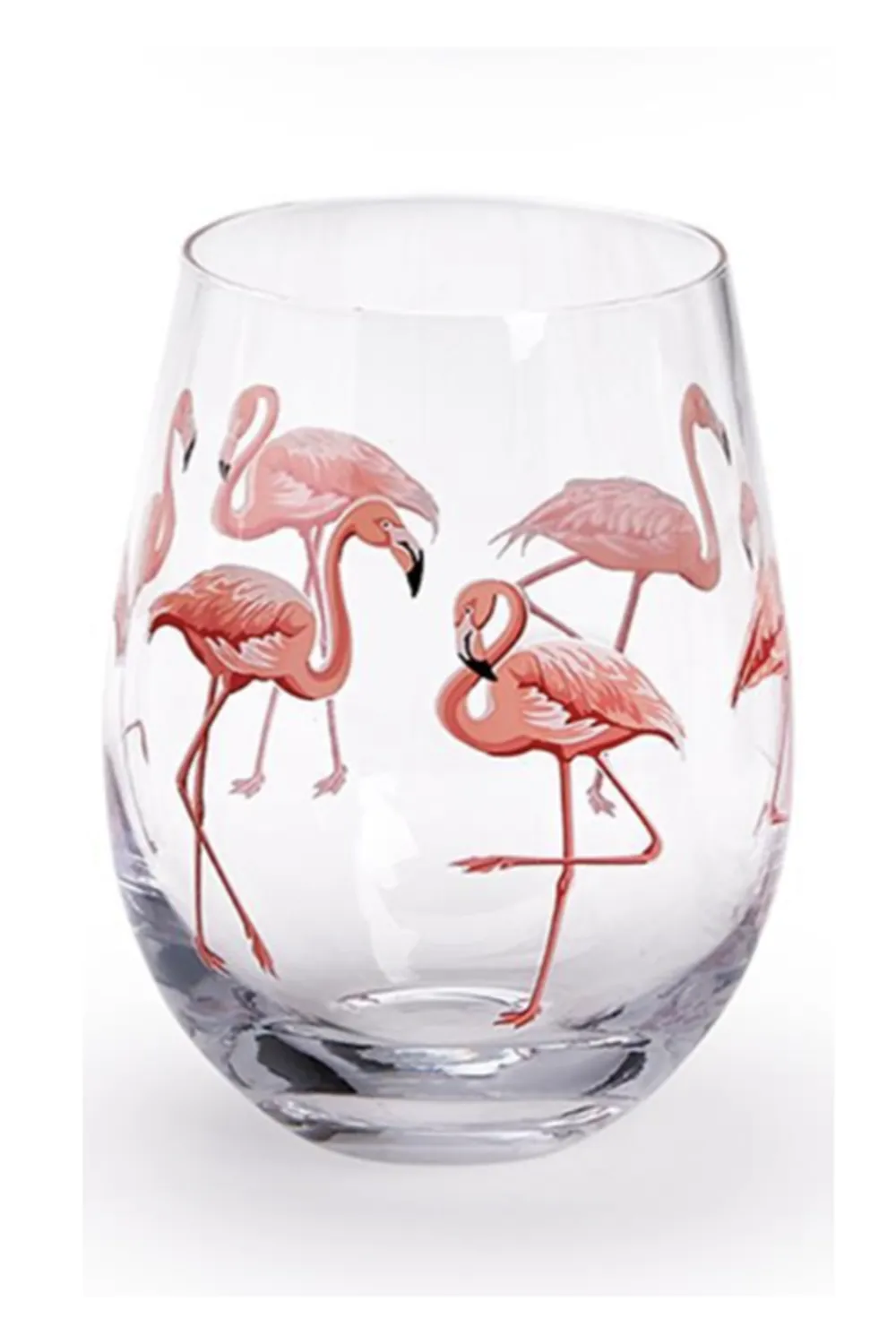 Glass Flamingo Single Stemless Wine Glass