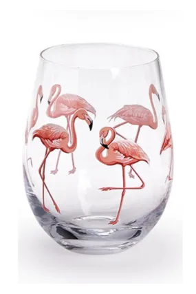 Glass Flamingo Single Stemless Wine Glass