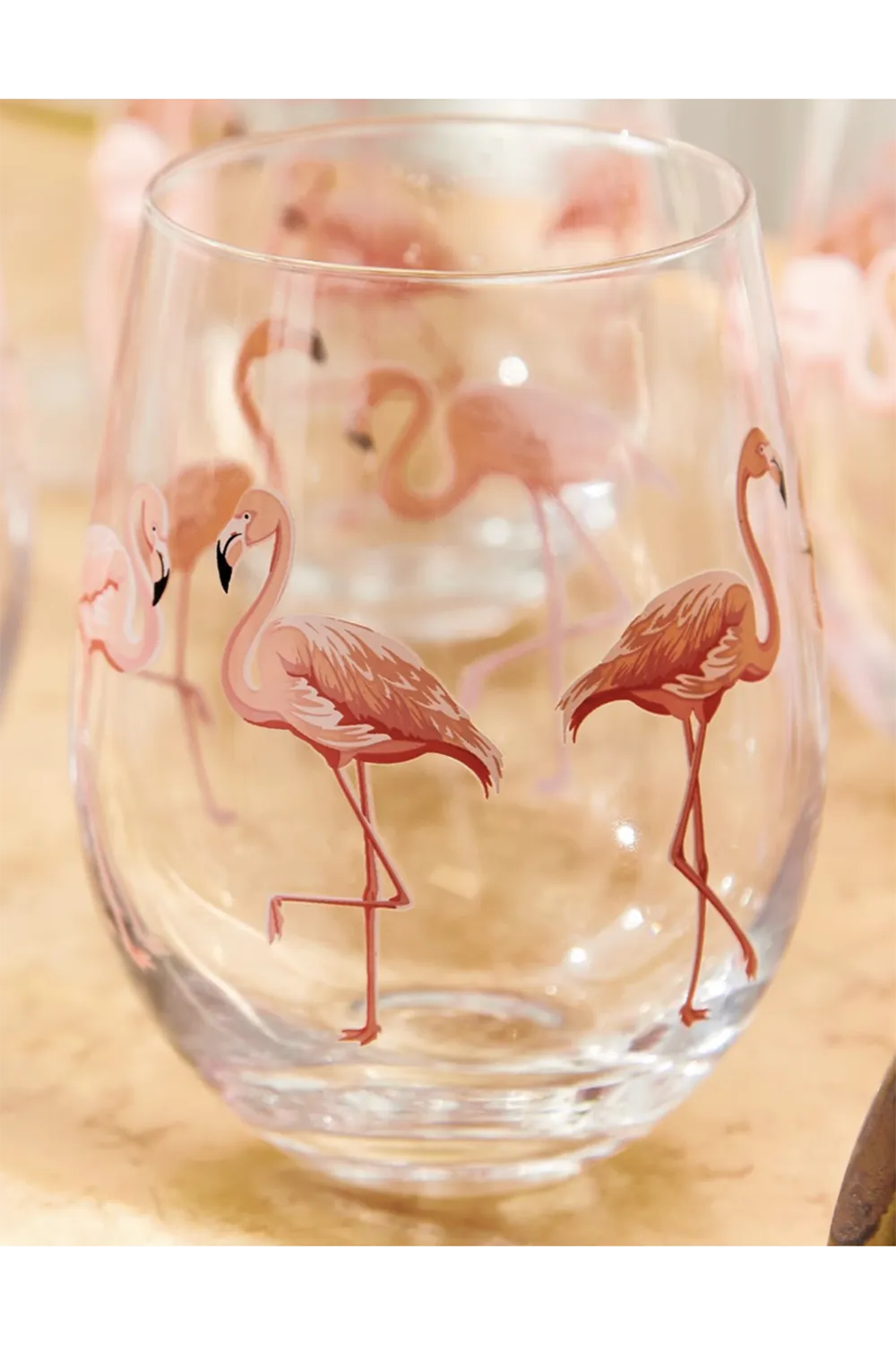 Glass Flamingo Single Stemless Wine Glass