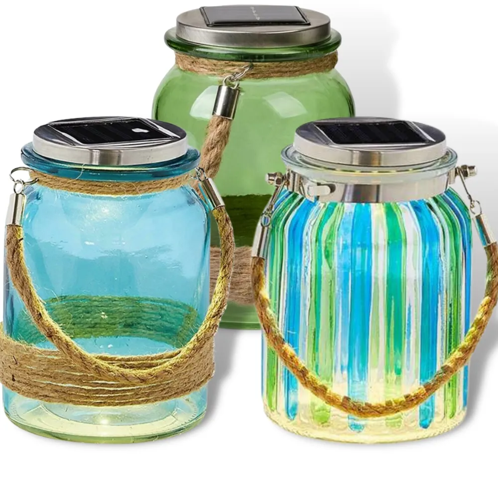 Glass Mason Jar Garden Solar Lantern - Assorted Colours