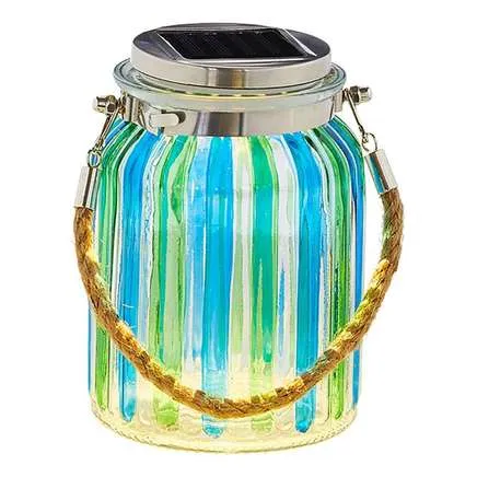 Glass Mason Jar Garden Solar Lantern - Assorted Colours